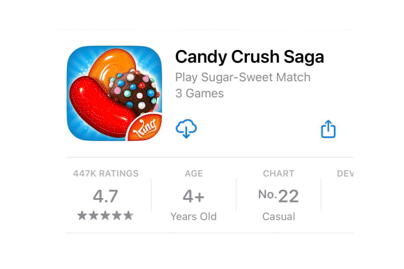 Gif of Candy Cush different age ratings