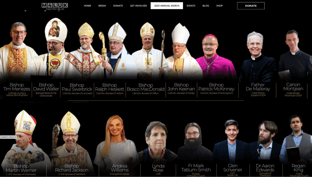 Religious leaders participating in March for Life UK.