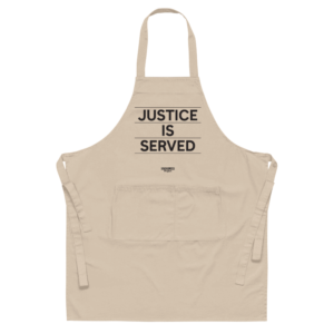 'Justice is served' apron