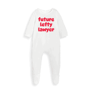 “Future lefty lawyer” baby suit